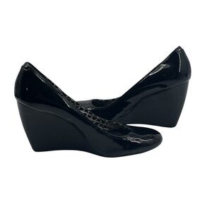 Coach Black Patent Dorelle Wedge Heels Size 8 1/2 Women’s